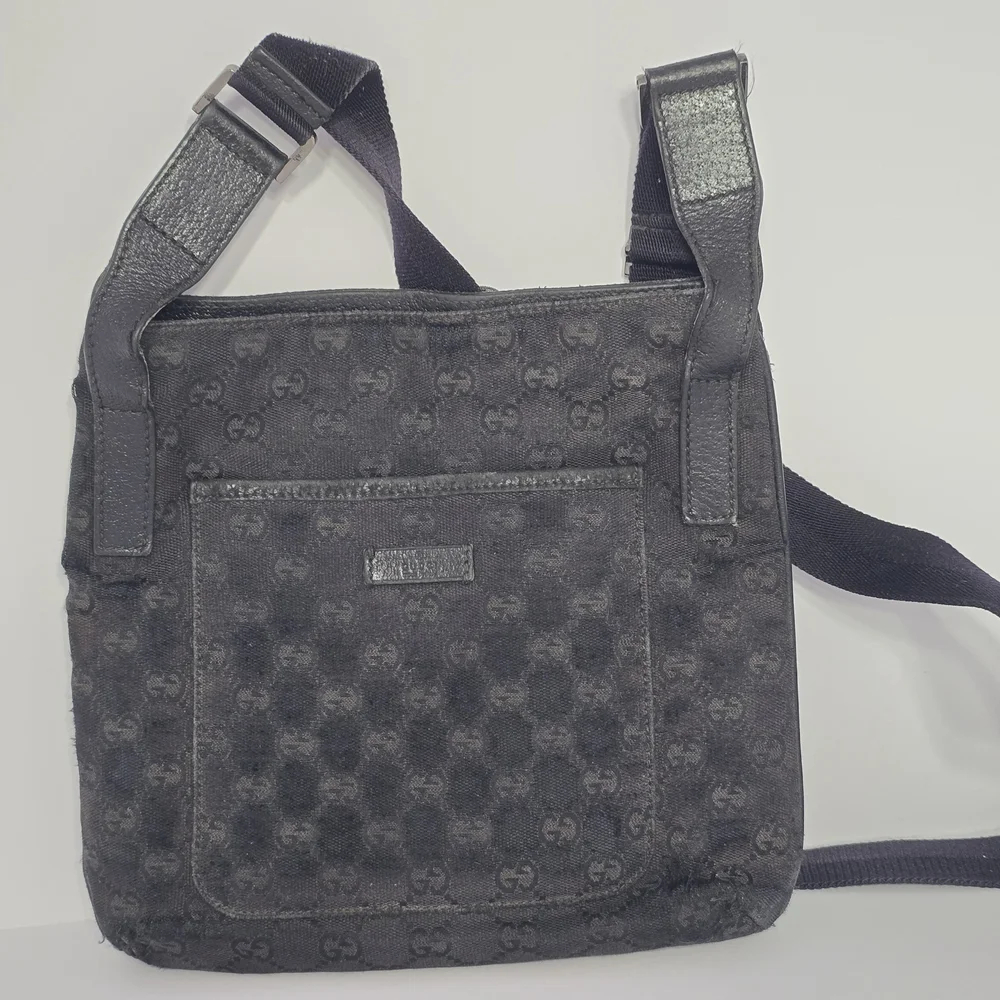Gucci Black GG Monogram Canvas Crossbody Bag FAIR - Picture 2 of 15